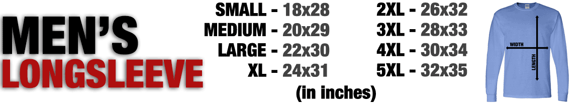 mens longsleeve sizing chart